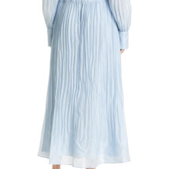 Jonathan Simkhai Jayana Cape Long Sleeve Organdy Ice Blue Dress Size 8 NWT $745 - Picture 12 of 13